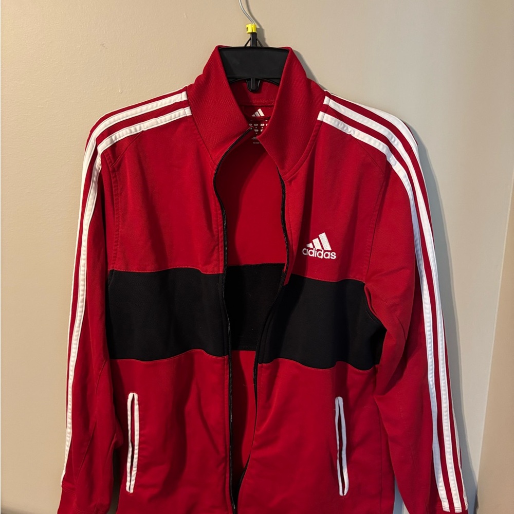 Adidas Red Jacket with Black and White Accents